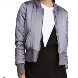 Women's Gray Quilted Bomber Jacket